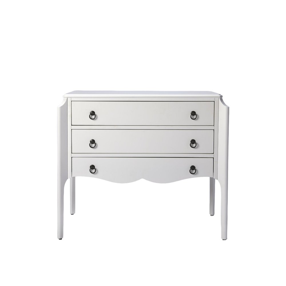 34" White Wood Three Drawer Dresser HomeRoots