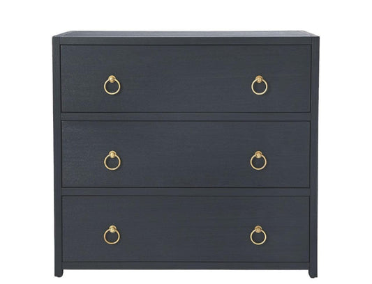 34" Navy Blue Three Drawer Standard Chest - FurniFindUSA