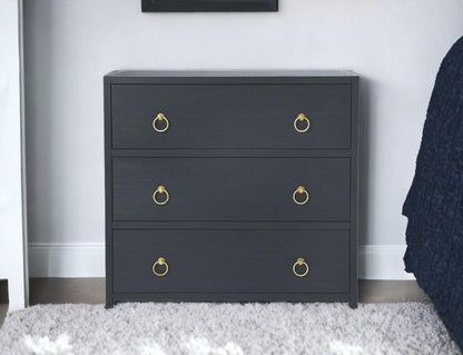 34" Navy Blue Three Drawer Standard Chest - FurniFindUSA