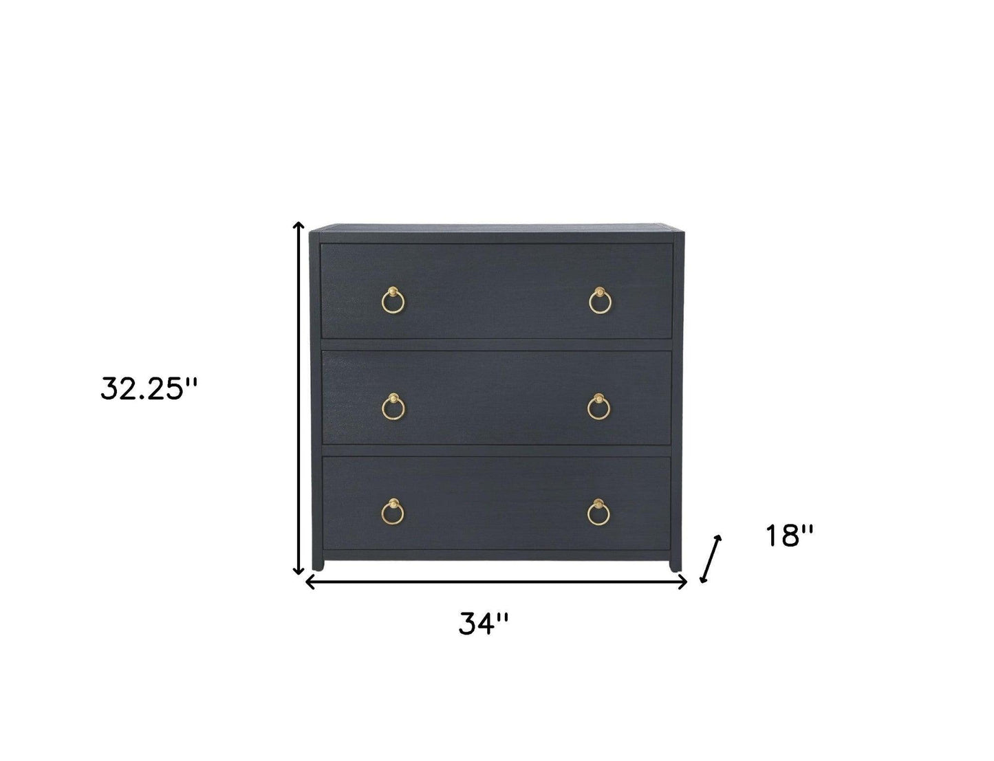 34" Navy Blue Three Drawer Standard Chest - FurniFindUSA