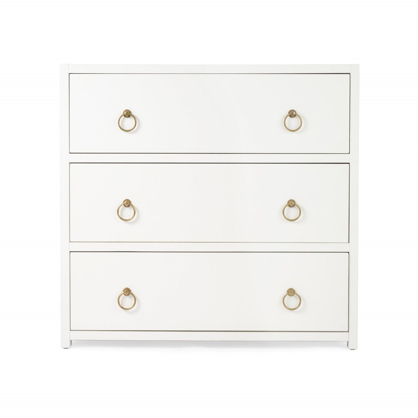 34" White Manufactured Wood Three Drawer Dresser - FurniFindUSA