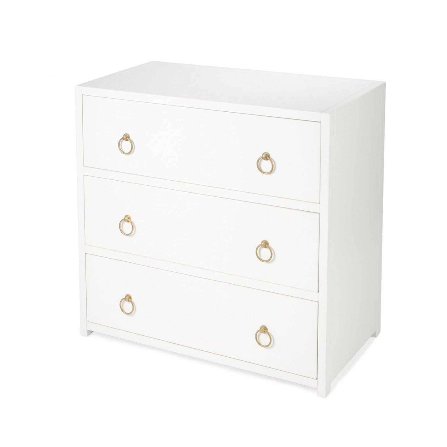 34" White Manufactured Wood Three Drawer Dresser - FurniFindUSA