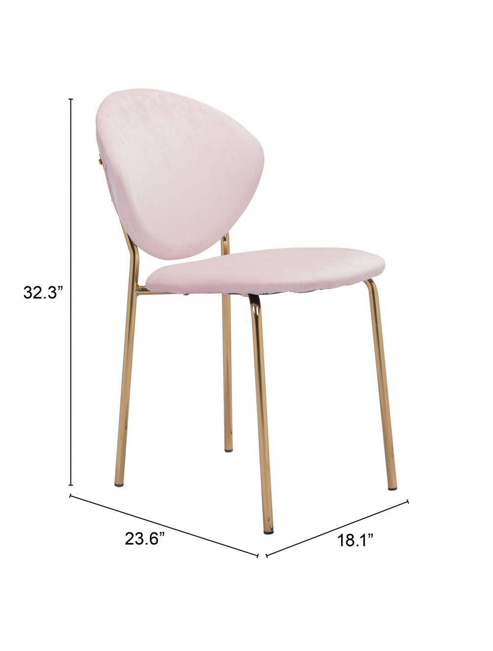 Set of Two Pink and Gold Upholstered Polyester Dining Side chairs