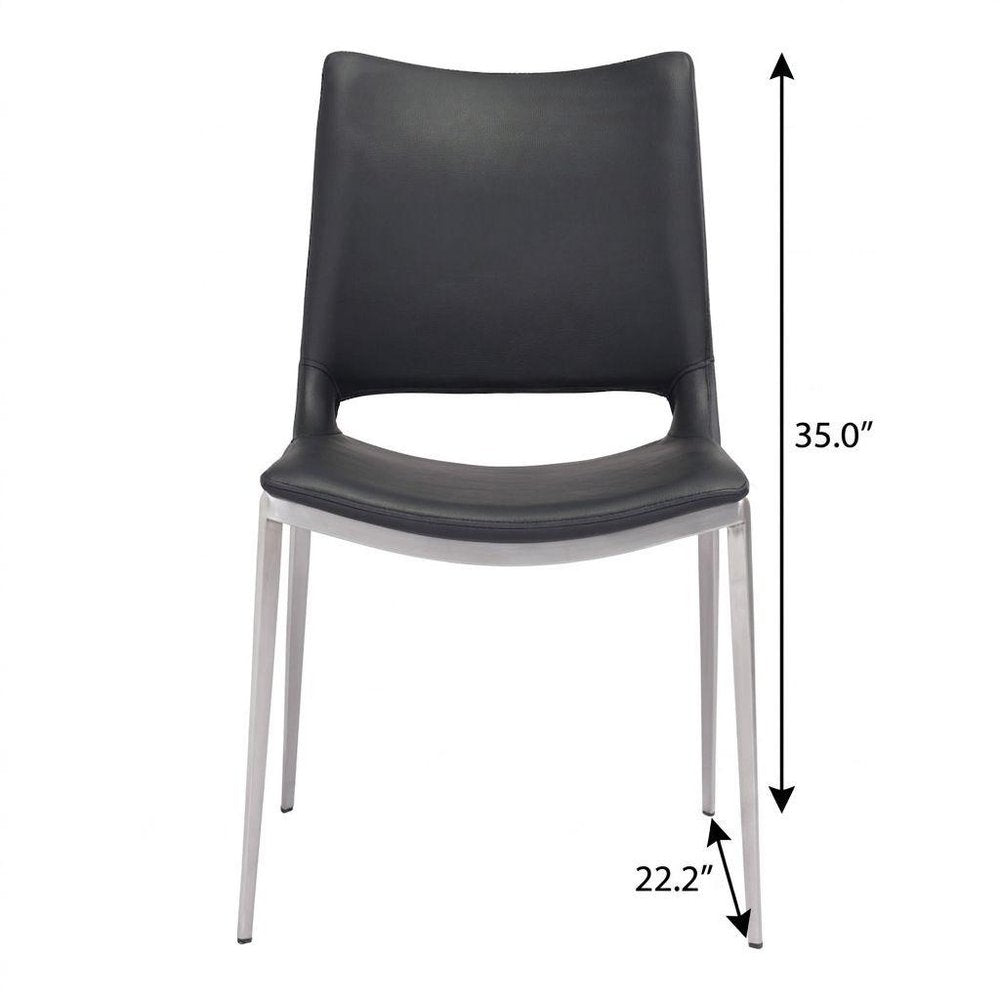 Set of Two Black And Silver Upholstered Faux Leather Open Back Dining Side Chairs — view 8