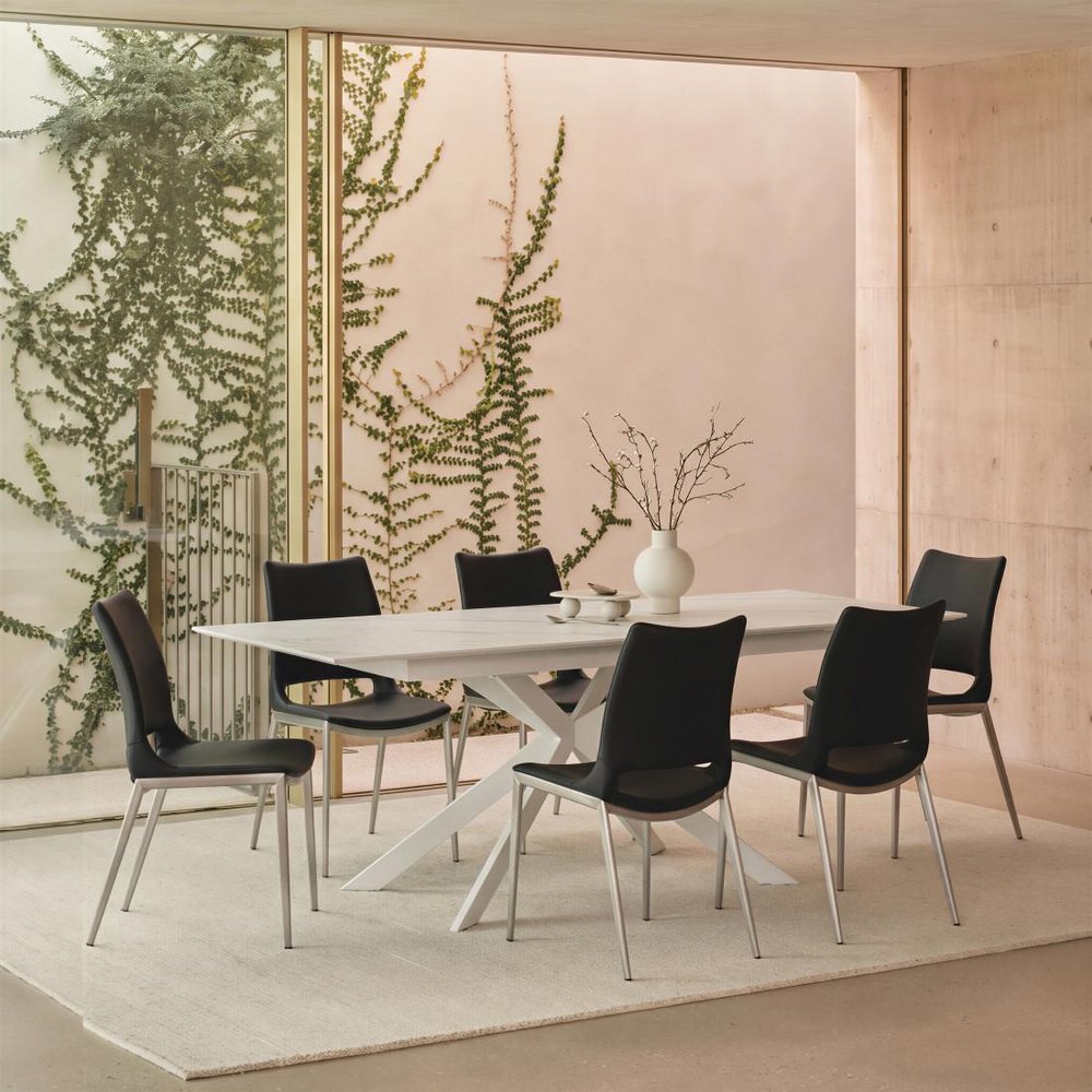 Set of Two Black And Silver Upholstered Faux Leather Open Back Dining Side Chairs — view 9