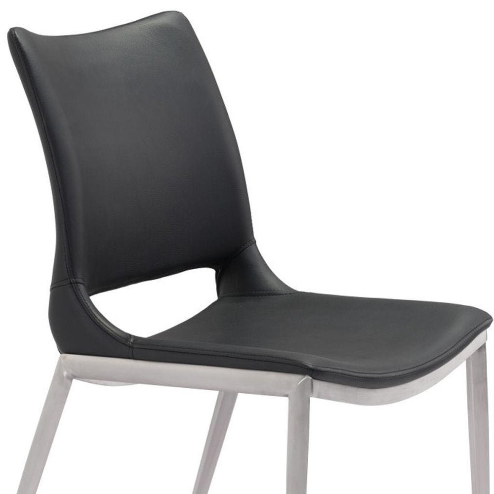 Set of Two Black And Silver Upholstered Faux Leather Open Back Dining Side Chairs — view 7