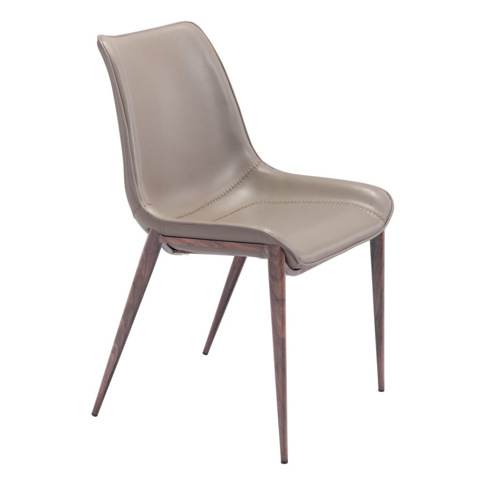 Set of Two White and Brown Upholstered Faux Leather Dining Side Chairs HomeRoots