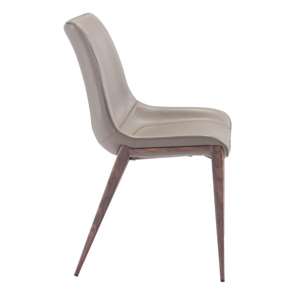 Set of Two White and Brown Upholstered Faux Leather Dining Side Chairs — view 8