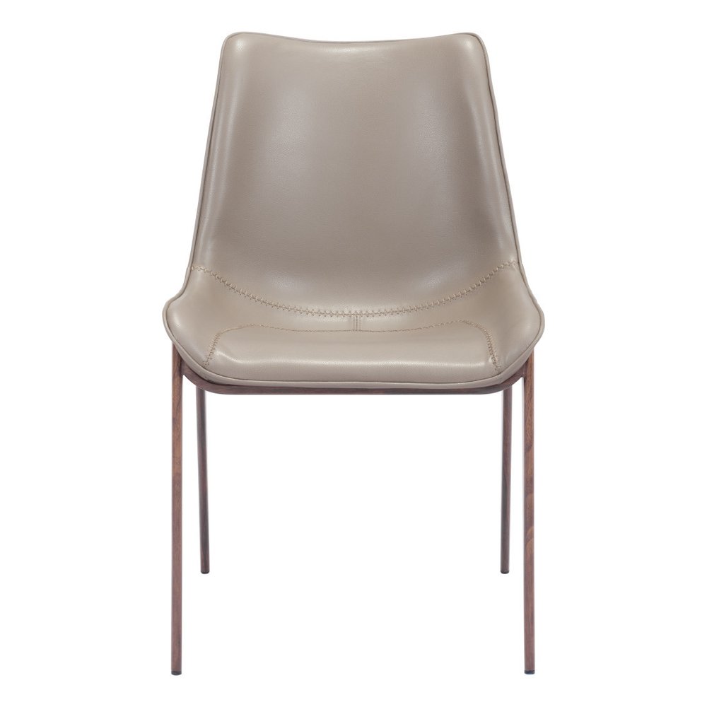 Set of Two White and Brown Upholstered Faux Leather Dining Side Chairs — view 9