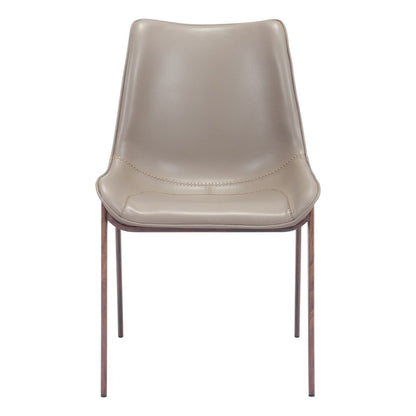 Set of Two White and Brown Upholstered Faux Leather Dining Side Chairs HomeRoots