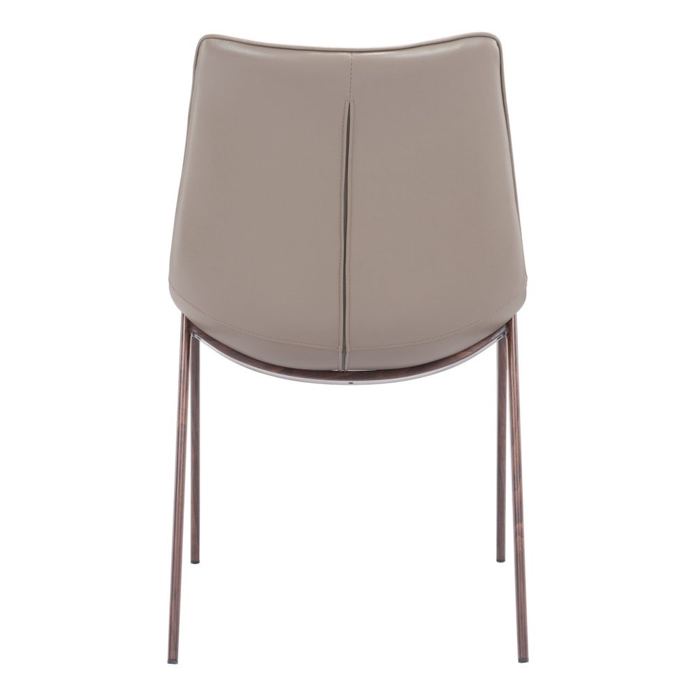 Set of Two White and Brown Upholstered Faux Leather Dining Side Chairs HomeRoots