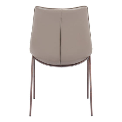 Set of Two White and Brown Upholstered Faux Leather Dining Side Chairs HomeRoots