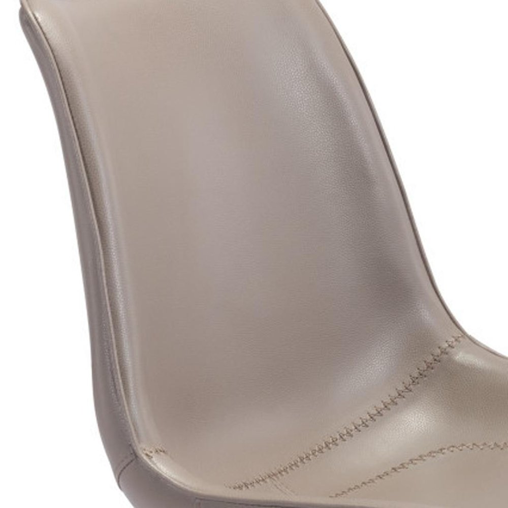 Set of Two White and Brown Upholstered Faux Leather Dining Side Chairs HomeRoots
