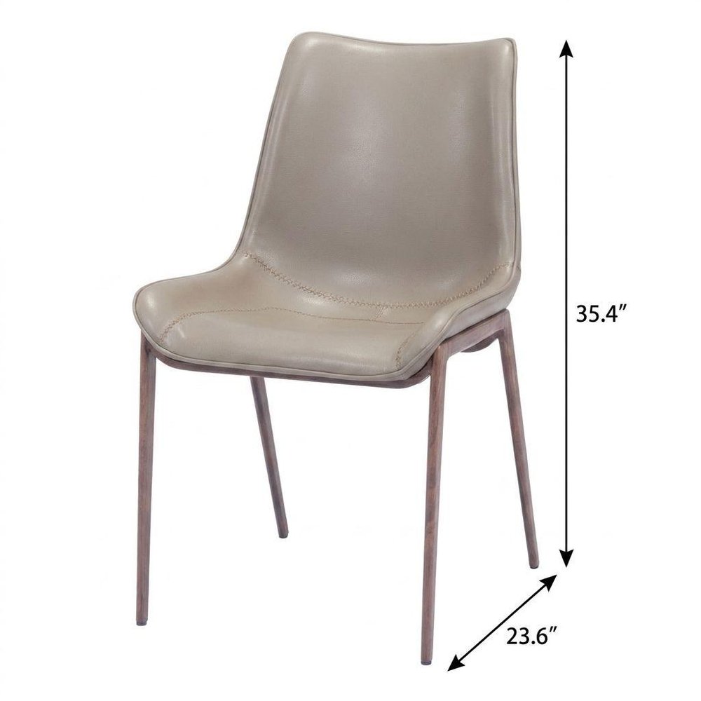 Set of Two White and Brown Upholstered Faux Leather Dining Side Chairs — view 13