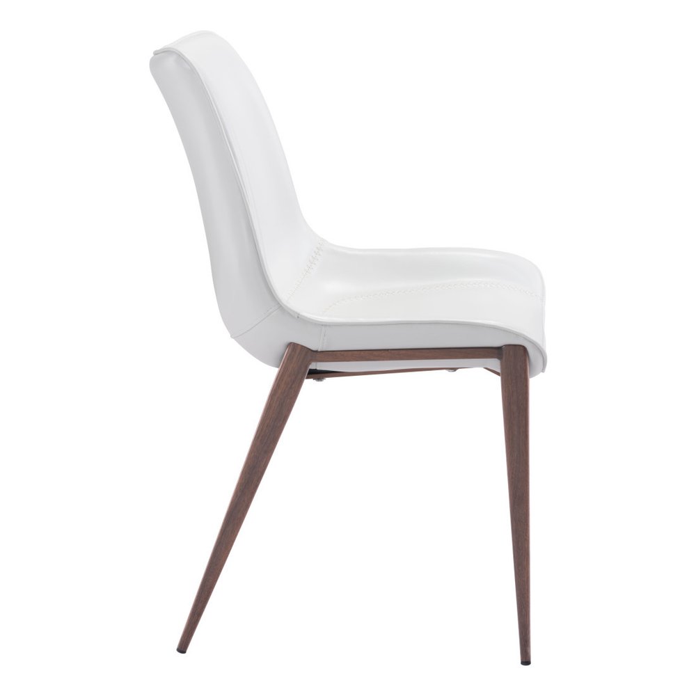 Set of Two White and Brown Upholstered Faux Leather Dining Side Chairs HomeRoots