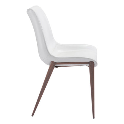 Set of Two White and Brown Upholstered Faux Leather Dining Side Chairs HomeRoots