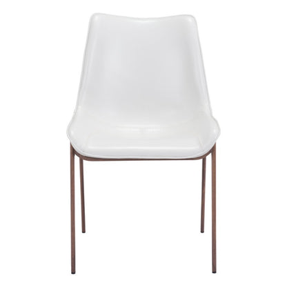 Set of Two White and Brown Upholstered Faux Leather Dining Side Chairs HomeRoots