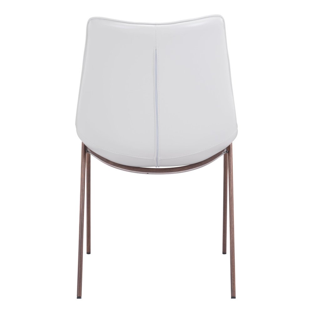 Set of Two White and Brown Upholstered Faux Leather Dining Side Chairs HomeRoots