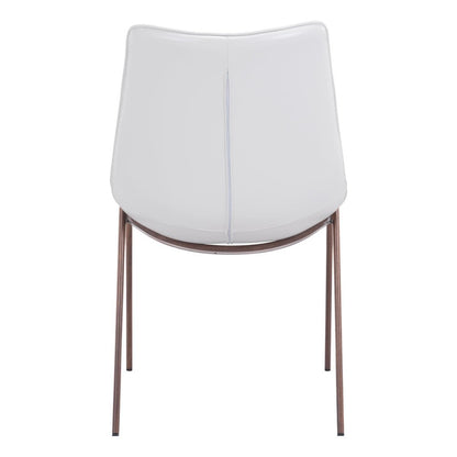 Set of Two White and Brown Upholstered Faux Leather Dining Side Chairs HomeRoots