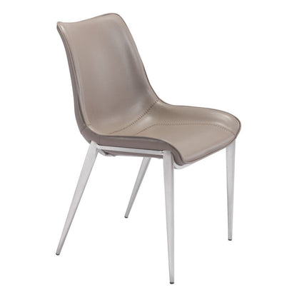 Set of Two Gray And Silver Upholstered Faux Leather Dining Side Chairs HomeRoots