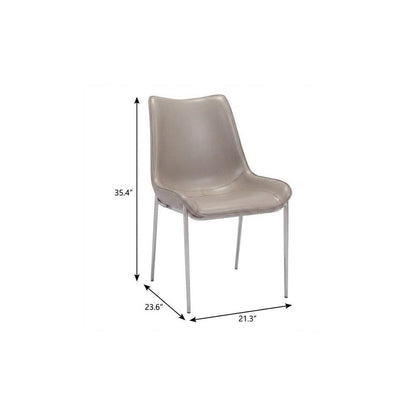 Set of Two Gray And Silver Upholstered Faux Leather Dining Side Chairs HomeRoots