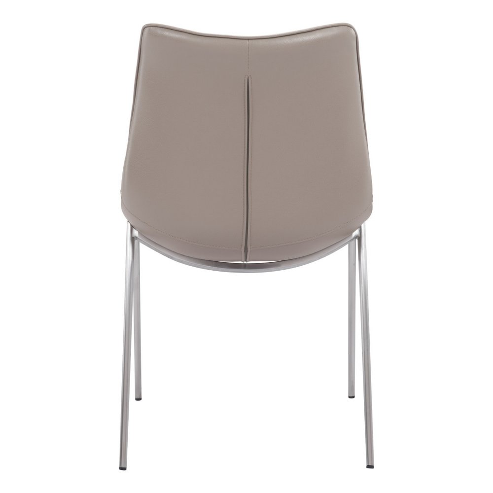 Set of Two Gray And Silver Upholstered Faux Leather Dining Side Chairs HomeRoots