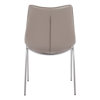Set of Two Gray And Silver Upholstered Faux Leather Dining Side Chairs HomeRoots
