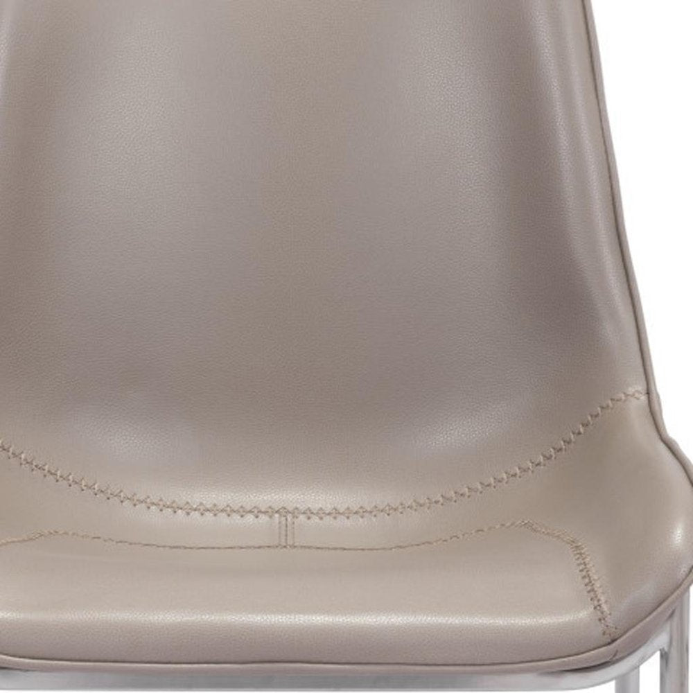 Set of Two Gray And Silver Upholstered Faux Leather Dining Side Chairs HomeRoots
