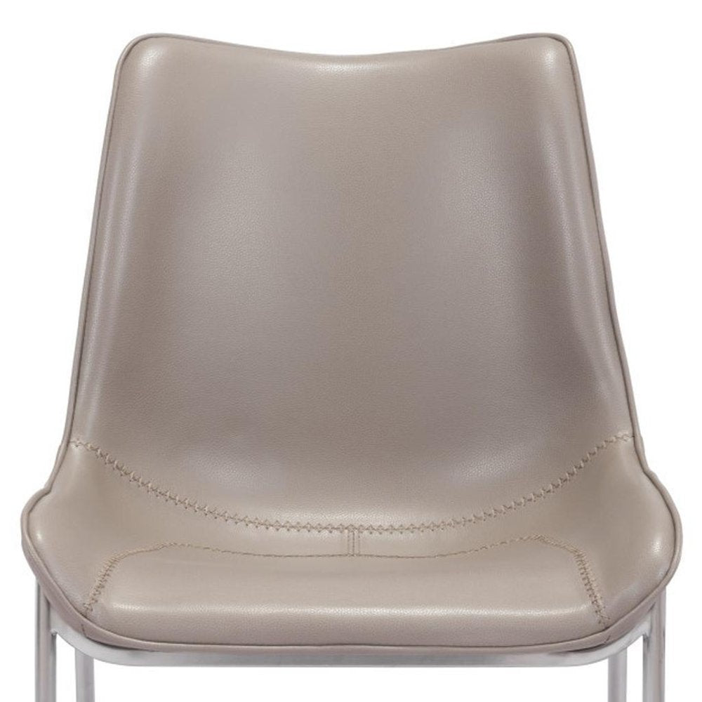 Set of Two Gray And Silver Upholstered Faux Leather Dining Side Chairs HomeRoots