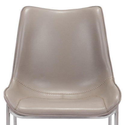 Set of Two Gray And Silver Upholstered Faux Leather Dining Side Chairs HomeRoots