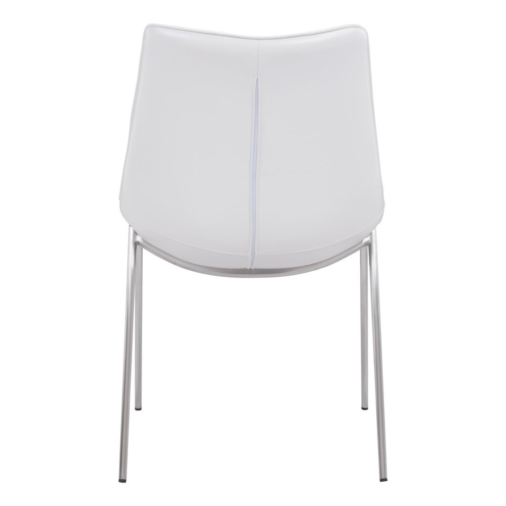 Set of Two White And Silver Upholstered Faux Leather Open Back Dining Side Chairs HomeRoots