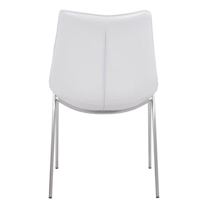 Set of Two White And Silver Upholstered Faux Leather Open Back Dining Side Chairs HomeRoots