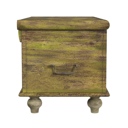 33" Brown and Green Wood Distressed Coffee Table HomeRoots