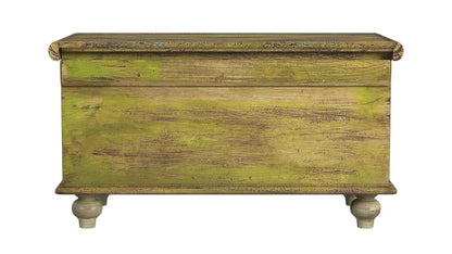 33" Brown and Green Wood Distressed Coffee Table HomeRoots