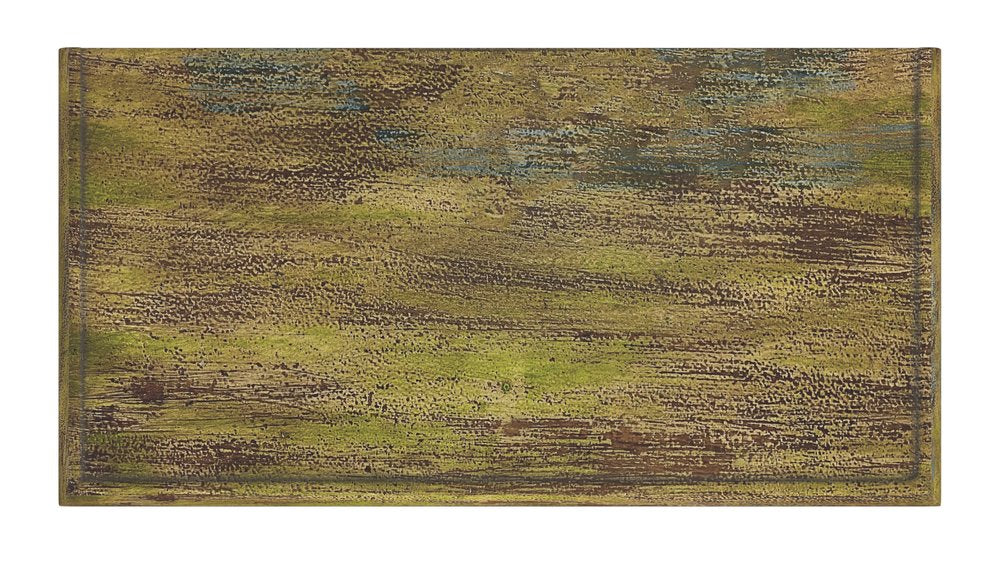 33" Brown and Green Wood Distressed Coffee Table HomeRoots