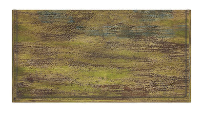 33" Brown and Green Wood Distressed Coffee Table HomeRoots