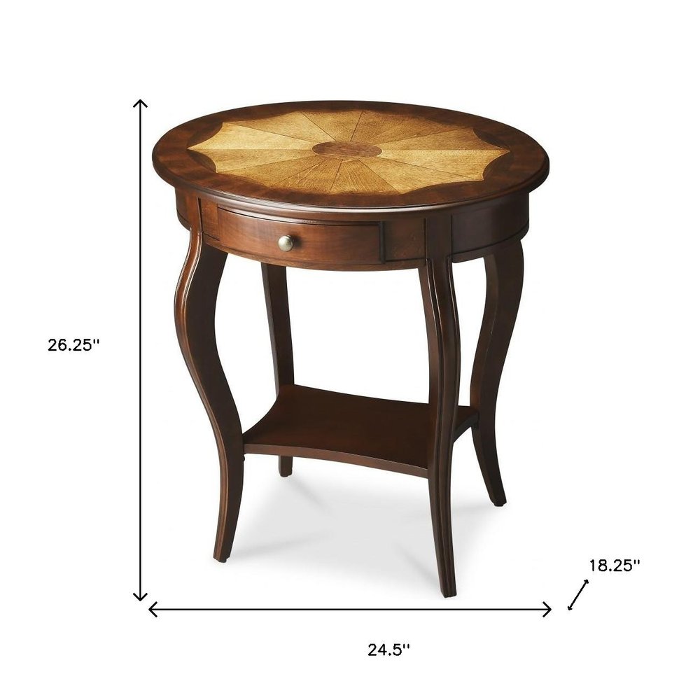 25" Brown Wood Oval Coffee Table With Drawer And Shelf HomeRoots