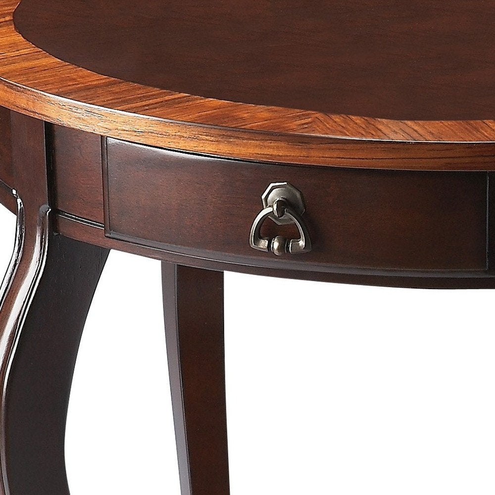 25" Brown Wood Oval Coffee Table With Drawer And Shelf HomeRoots