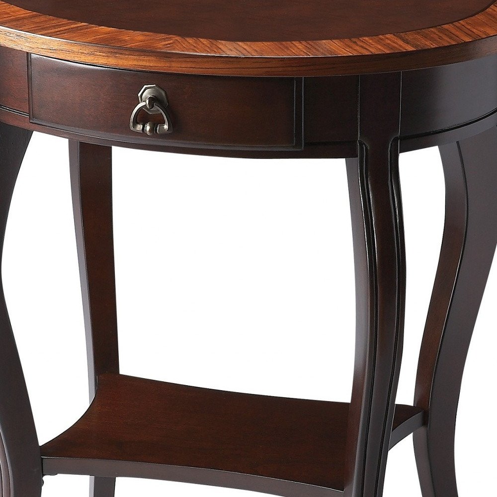 25" Brown Wood Oval Coffee Table With Drawer And Shelf HomeRoots