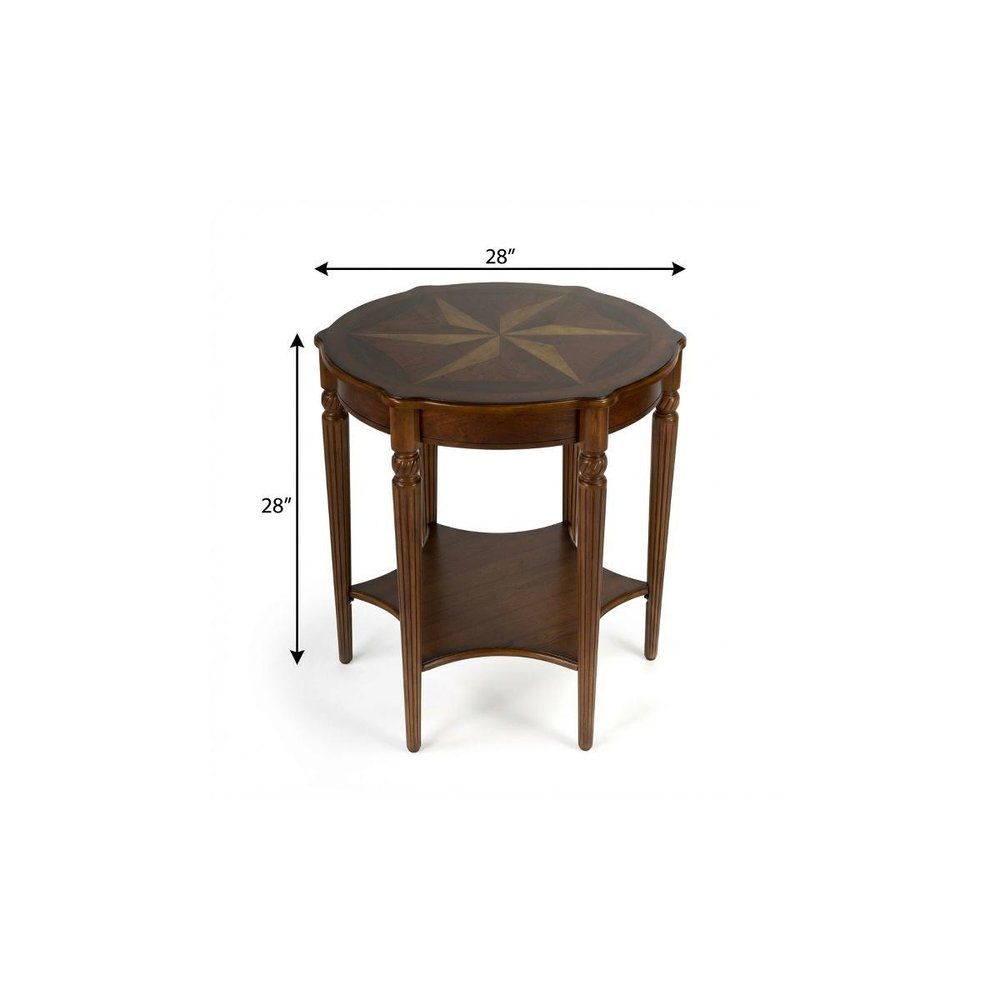 28" Brown Wood Round Coffee Table With Shelf HomeRoots