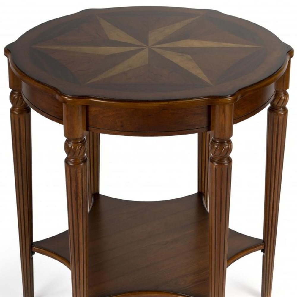 28" Brown Wood Round Coffee Table With Shelf HomeRoots