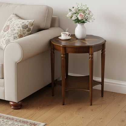 28" Brown Wood Round Coffee Table With Shelf HomeRoots