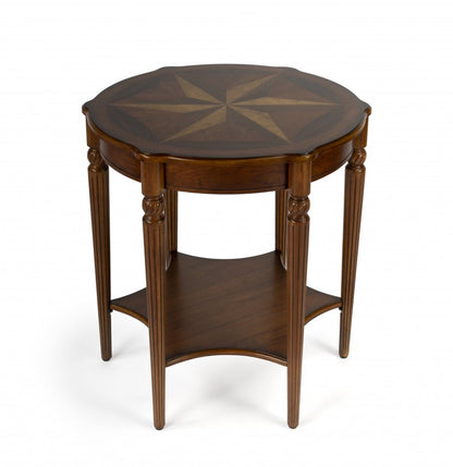 28" Brown Wood Round Coffee Table With Shelf HomeRoots