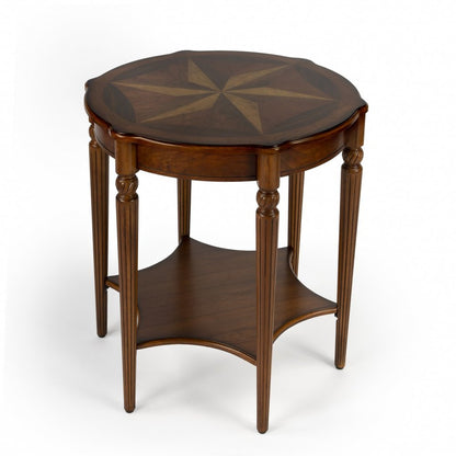 28" Brown Wood Round Coffee Table With Shelf HomeRoots