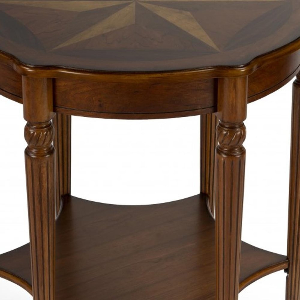 28" Brown Wood Round Coffee Table With Shelf HomeRoots