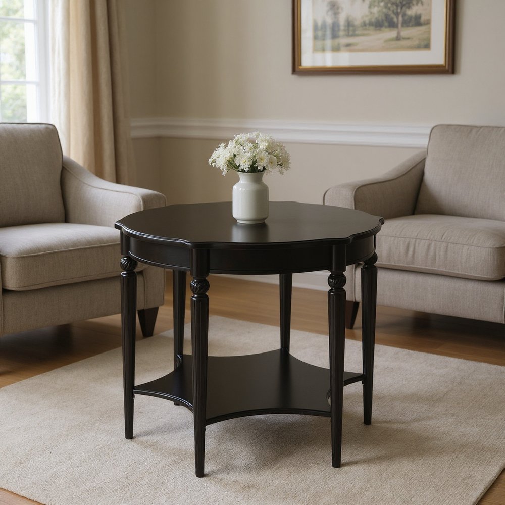 28" Brown Wood Round Coffee Table With Shelf HomeRoots