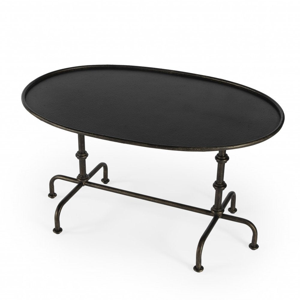 38" Silver Aluminum Oval Coffee Table HomeRoots
