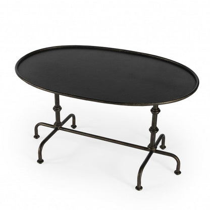 38" Silver Aluminum Oval Coffee Table HomeRoots