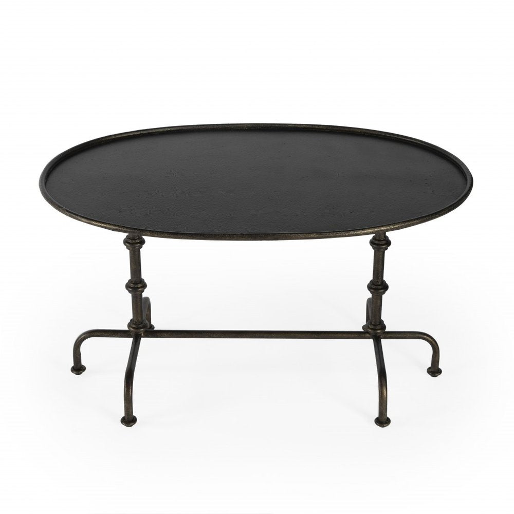 38" Silver Aluminum Oval Coffee Table HomeRoots