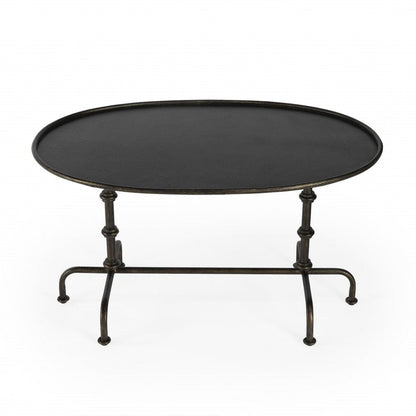 38" Silver Aluminum Oval Coffee Table HomeRoots